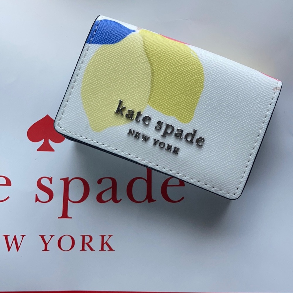 Kate spade micro tri fold wallet lemon zest